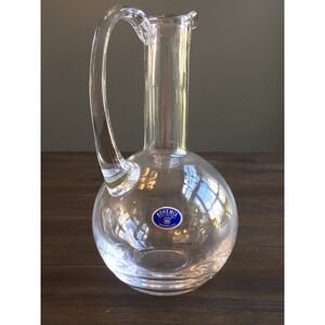 Vintage Bohemian Clear Glass Decanter Pitcher Marked Bohemia Czech Republic